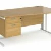 Value Line Deluxe Cable Managed Right Hand Wave Desk 2 Drawers (White Legs)