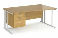 Value Line Deluxe Cable Managed Right Hand Wave Desk 2 Drawers (White Legs)