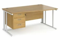 Value Line Deluxe Cable Managed Right Hand Wave Desk 3 Drawers (White Legs)
