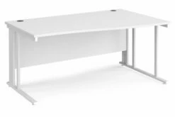 All White Premium Cable Managed Right Hand Wave Desk
