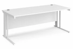 All White Premium Cable Managed Rectangular Desk