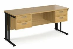 Value Line Deluxe Cable Managed Narrow Rectangular Desk 2+2 Drawers (Black Legs)