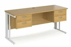 Value Line Deluxe Cable Managed Narrow Rectangular Desk 2+2 Drawers (White Legs)