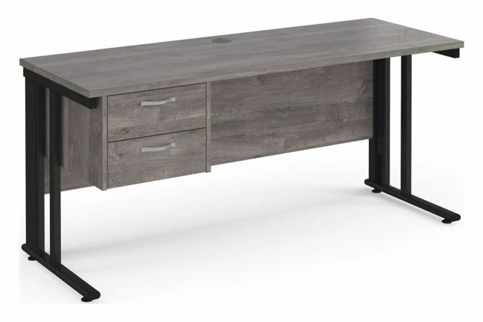 Value Line Deluxe Cable Managed Narrow Rectangular Desk 2 Drawers (Black Legs) - Image 5