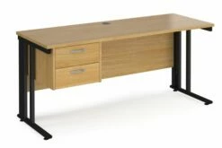 Alcott Cable Managed Narrow Rectangular Home Office Desk With Pedestal