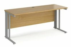 Value Line Deluxe Cable Managed Narrow Rectangular Desk (Silver Legs)
