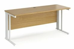 Value Line Deluxe Cable Managed Narrow Rectangular Desk (White Legs)