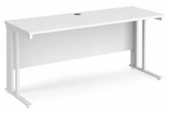 All White Premium Cable Managed Narrow Rectangular Desk