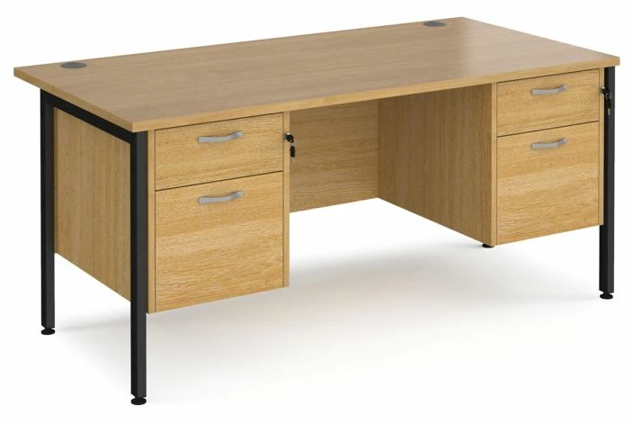 Value Line Deluxe H-Leg Rectangular Desk 2+2 Drawers (Black Legs) - Image 4
