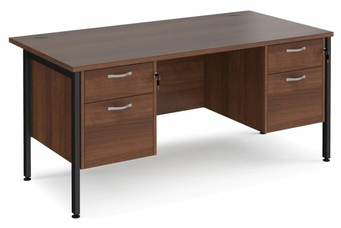 Value Line Deluxe H-Leg Rectangular Desk 2+2 Drawers (Black Legs)