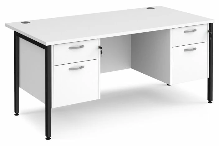 Value Line Deluxe H-Leg Rectangular Desk 2+2 Drawers (Black Legs) - Image 5