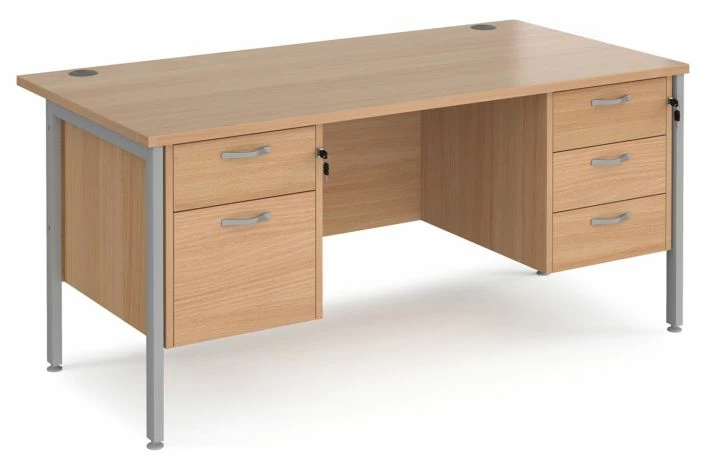 Value Line Deluxe H-Leg Rectangular Desk 2+3 Drawers (Silver Legs) - Image 2