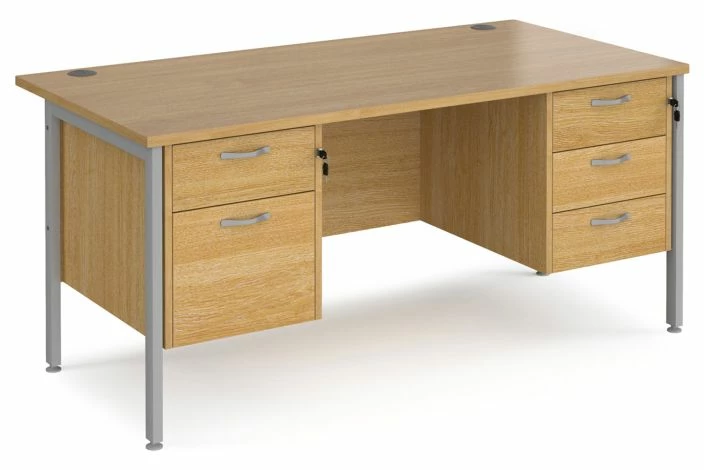 Value Line Deluxe H-Leg Rectangular Desk 2+3 Drawers (Silver Legs) - Image 4