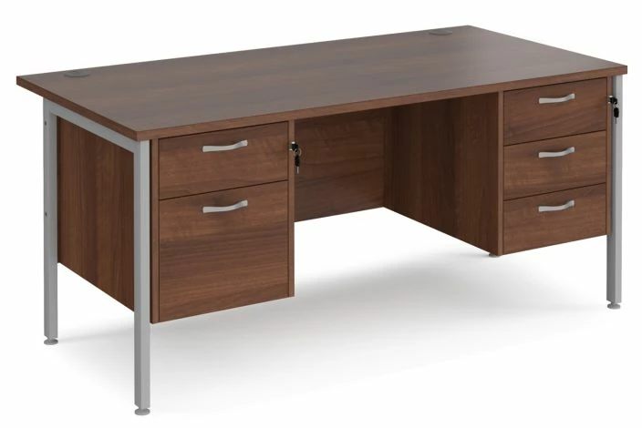 Value Line Deluxe H-Leg Rectangular Desk 2+3 Drawers (Silver Legs)