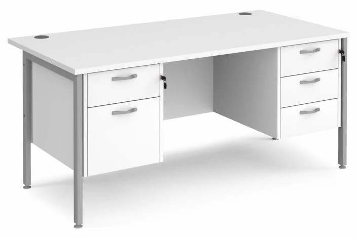 Value Line Deluxe H-Leg Rectangular Desk 2+3 Drawers (Silver Legs) - Image 5