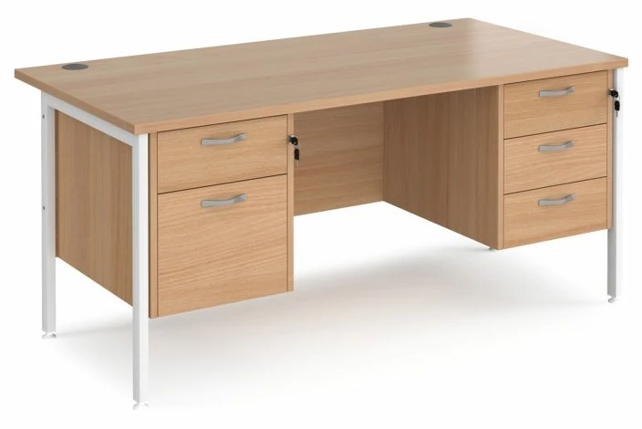 Value Line Deluxe H-Leg Rectangular Desk 2+3 Drawers (White Legs) - Image 2