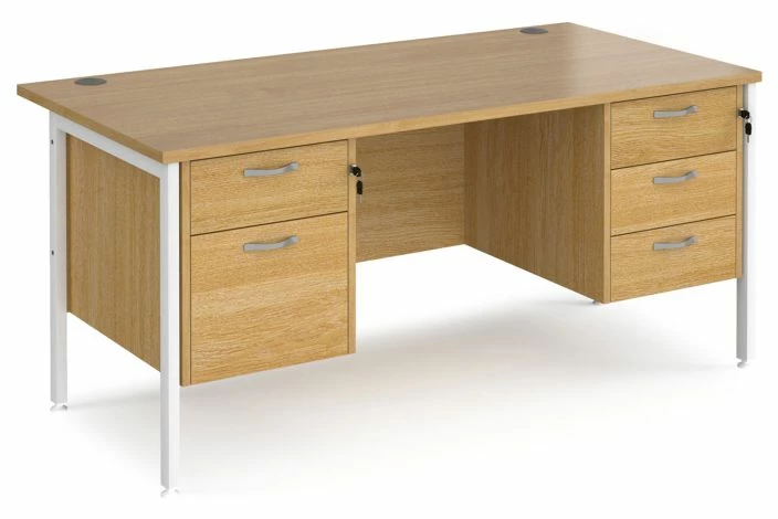 Value Line Deluxe H-Leg Rectangular Desk 2+3 Drawers (White Legs) - Image 4