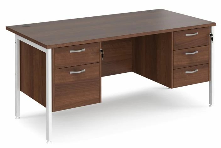 Value Line Deluxe H-Leg Rectangular Desk 2+3 Drawers (White Legs)