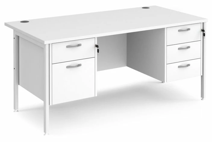 Value Line Deluxe H-Leg Rectangular Desk 2+3 Drawers (White Legs) - Image 5