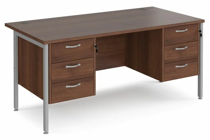 Value Line Deluxe H-Leg Rectangular Desk 3+3 Drawers (Silver Legs)