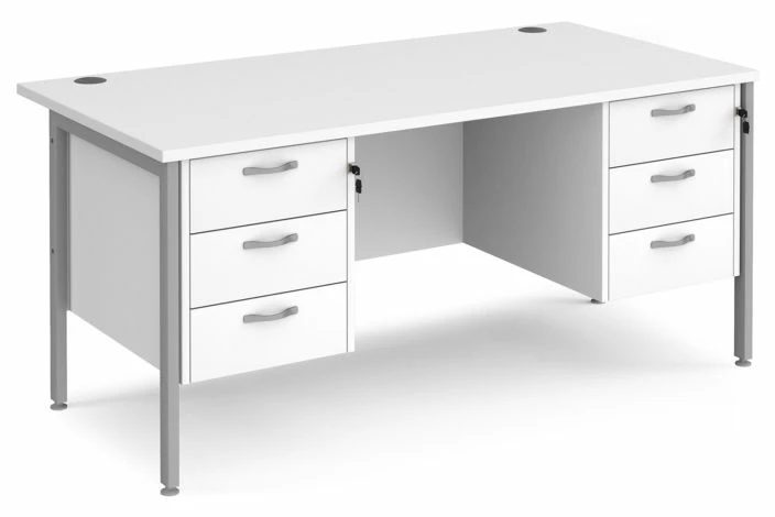 Value Line Deluxe H-Leg Rectangular Desk 3+3 Drawers (Silver Legs) - Image 5