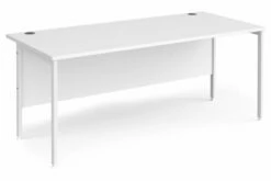 All White Premium H-Leg Rectangular Desk