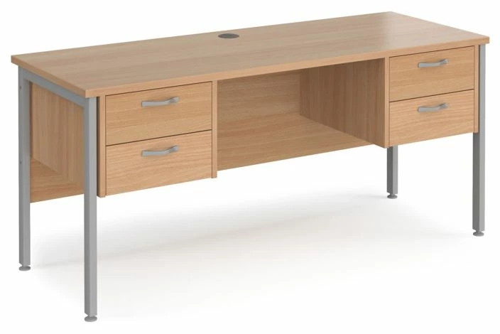 Value Line Deluxe H-Leg Narrow Rectangular Desk 2+2 Drawers (Silver Legs) - Image 2