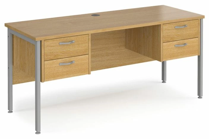 Value Line Deluxe H-Leg Narrow Rectangular Desk 2+2 Drawers (Silver Legs) - Image 4