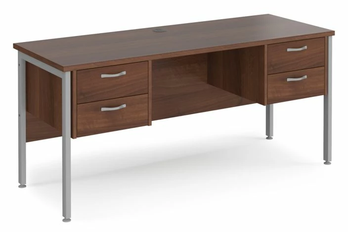 Value Line Deluxe H-Leg Narrow Rectangular Desk 2+2 Drawers (Silver Legs)