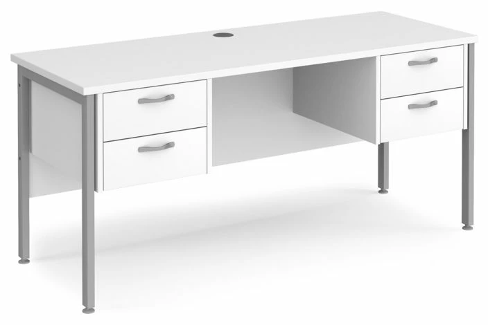 Value Line Deluxe H-Leg Narrow Rectangular Desk 2+2 Drawers (Silver Legs) - Image 5