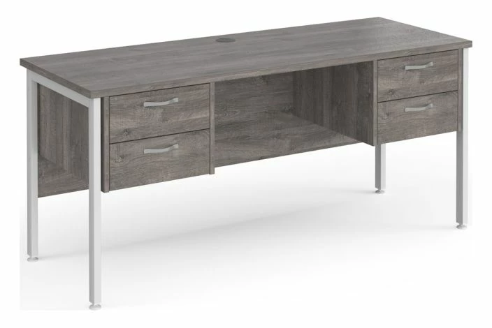 Value Line Deluxe H-Leg Narrow Rectangular Desk 2+2 Drawers (White Legs) - Image 3