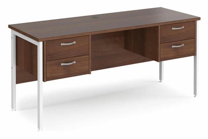 Value Line Deluxe H-Leg Narrow Rectangular Desk 2+2 Drawers (White Legs)