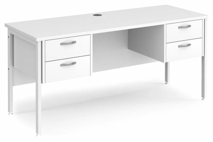 Value Line Deluxe H-Leg Narrow Rectangular Desk 2+2 Drawers (White Legs) - Image 5