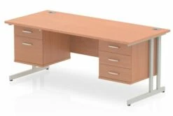 Vitali C-Leg Rectangular Desk 2+3 Drawers (Silver Legs)