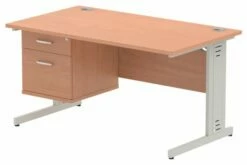 Vitali Deluxe Rectangular Desk 2 Drawers (Silver Legs)