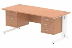 Vitali Deluxe Rectangular Desk 2+3 Drawers (White Legs)