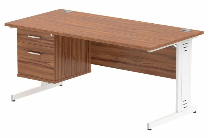 Vitali Deluxe Rectangular Desk 2 Drawers (White Legs) - Image 3