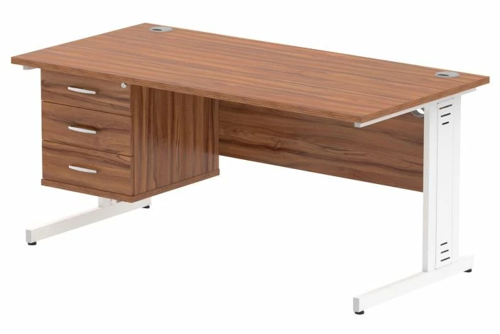 Vitali Deluxe Rectangular Desk 3 Drawers (White Legs) - Image 3