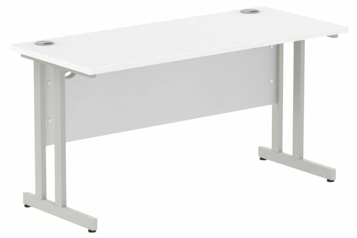 Vitali C-Leg Narrow Rectangular Desk (Silver Legs) - Image 4
