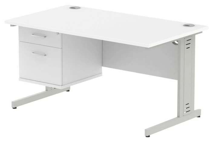 Vitali Deluxe Rectangular Desk 2 Drawers (Silver Legs) - Image 4