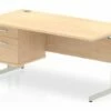 All Maple C-Leg Rectangular Desk 2 Drawers