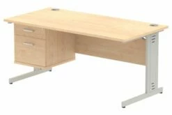 All Maple Deluxe Rectangular Desk 2 Drawers