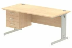 All Maple Deluxe Rectangular Desk 3 Drawers