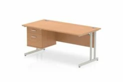 Vitali C-Leg Rectangular Desk 2 Drawers (Silver Legs)