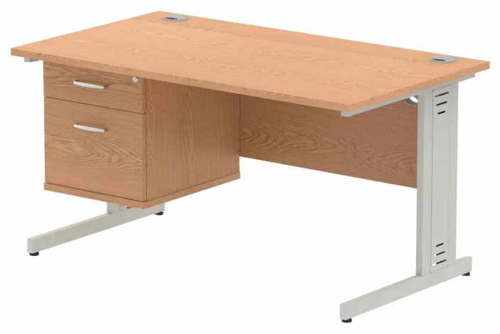 Vitali Deluxe Rectangular Desk 2 Drawers (Silver Legs) - Image 6