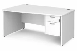 All White Premium Panel End Left Hand Wave Desk 2 Drawers
