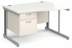 All White Deluxe Right Hand Wave Desk 2 Drawers