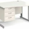 All White Deluxe Right Hand Wave Desk 3 Drawers