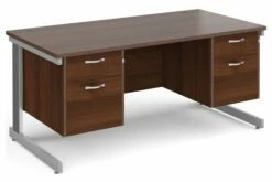 All Walnut Deluxe Executive Desk 2+2 Drawers