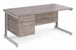 All Grey Oak Deluxe Clerical Desk 2 Drawers